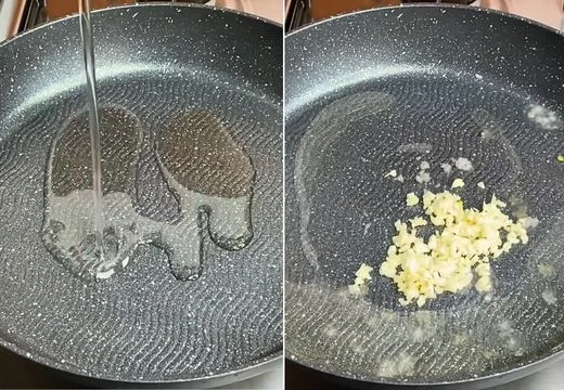 Heat the Oil and Garlic