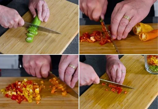 Chop the peppers