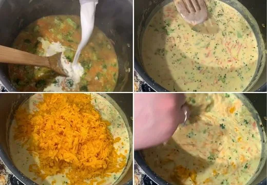 Add the Half-and-Half and Cheddar