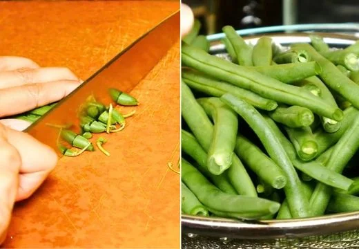Trim and wash the green beans